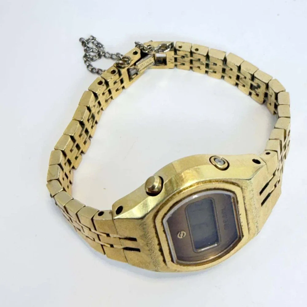 Vintage Speidel Digital Watch Gold Tone 621762 Water Resistant Japan Movt